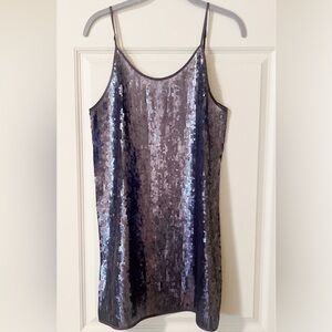 Chan Luu Silver Pewter Sequin Cocktail Dress Sz L